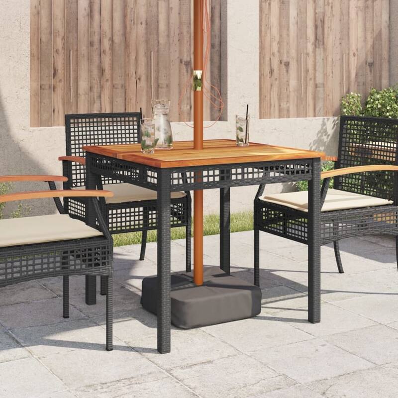 vidaXL Patio Table Furniture Outdoor Garden Backyard Poly Rattan Acacia Wood