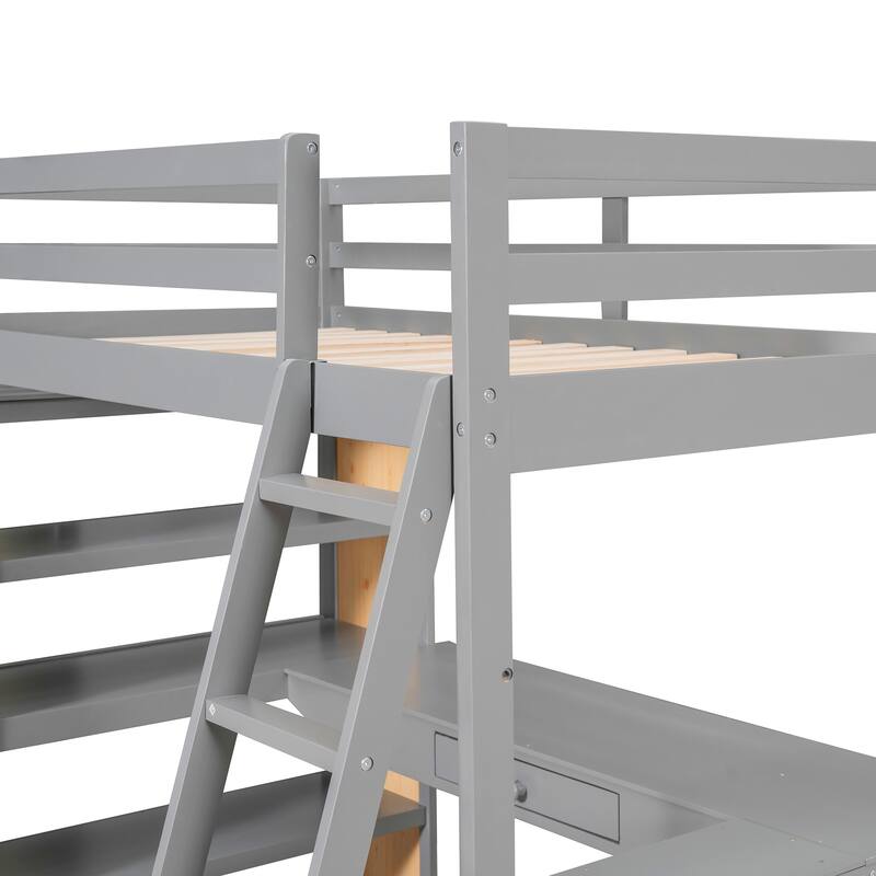 Loft Bed with Desk and Shelves