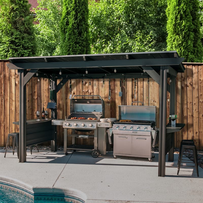 Backyard Discovery Rockport XL 12x6' Galvanized Steel BBQ Grill Gazebo