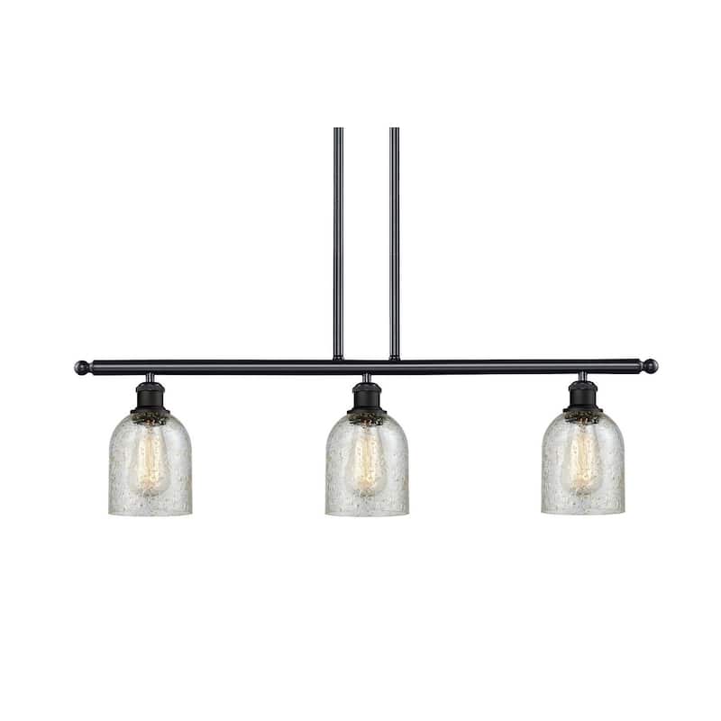 Innovations Lighting Caledonia 3 Light 36" Wide Linear Chandelier - Oil Rubbed Bronze / Mica