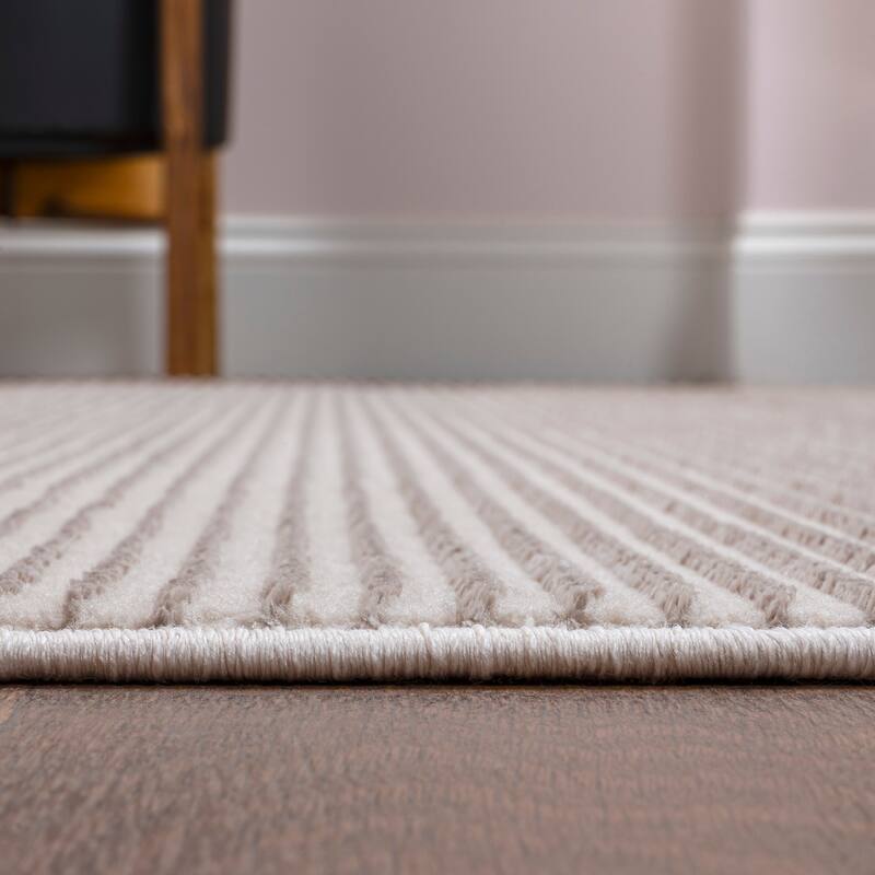 JONATHAN Y Athens Modern Minimalist Pinstripe High-Low Rug