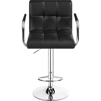 Yaheetech PU Leather Swivel Adjustable Bar Stool with Backrest for Dining Room Bar Counter