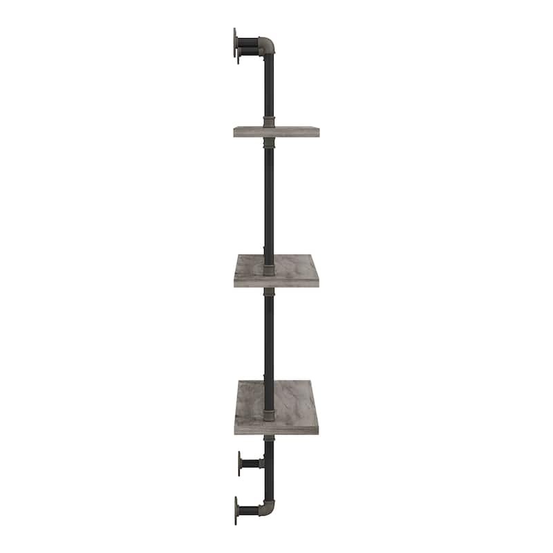 DH BASIC Industrial Vintage Grey 32-Inch Metal 2-Tier Wall Shelf by Denhour