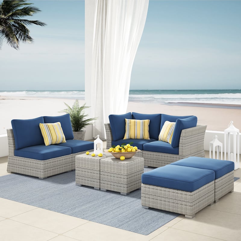 Corvus 8-piece Aluminum Wicker Patio Sectional Conversation Set