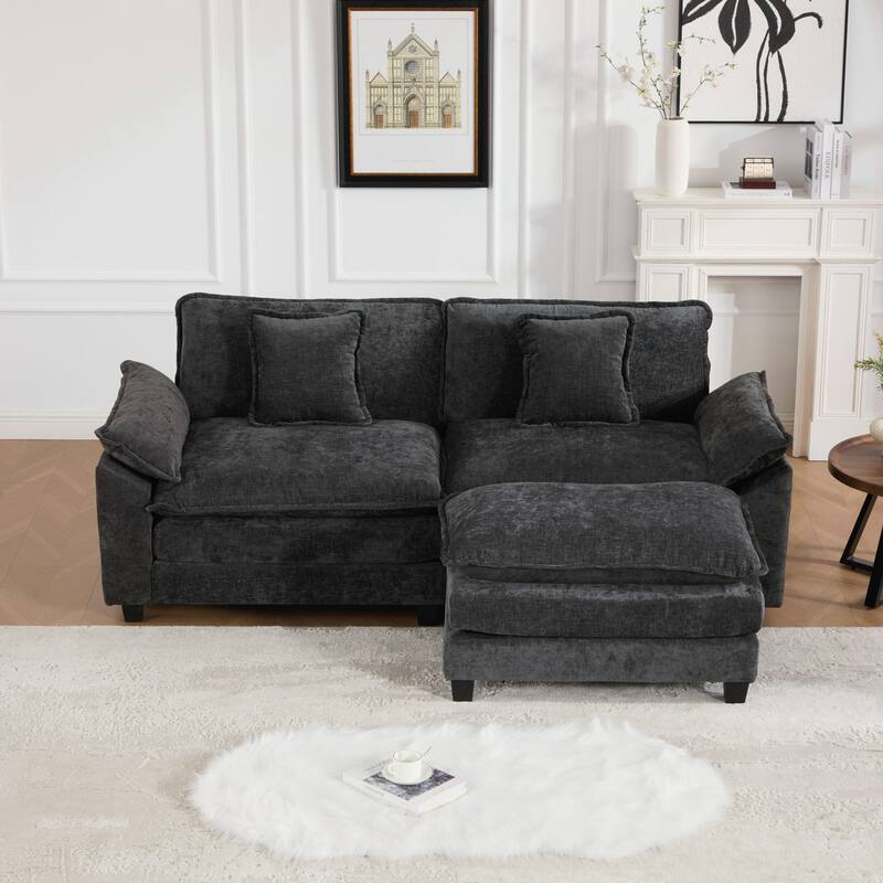 Modern Sectional Couch, for Living Room Bedroom and Apartment, Comfy Double Layer Upholstered Seat Cushion