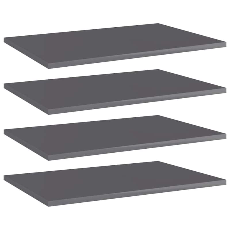 vidaXL Bookshelf Boards 4 pcs High Gloss Gray 23.6"x15.7"x0.6" Chipboard