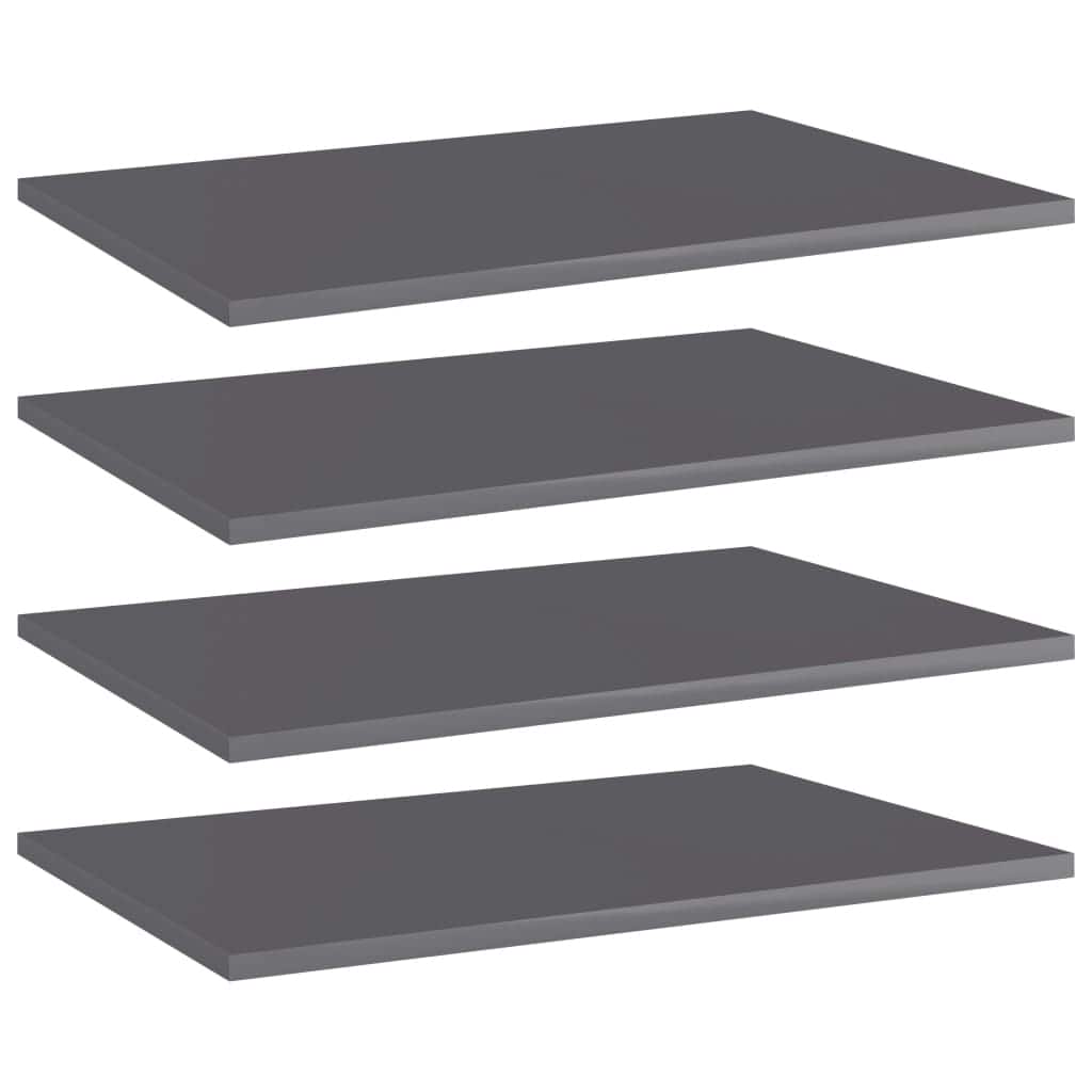 vidaXL Bookshelf Boards 4 pcs High Gloss Gray 23.6"x15.7"x0.6" Chipboard