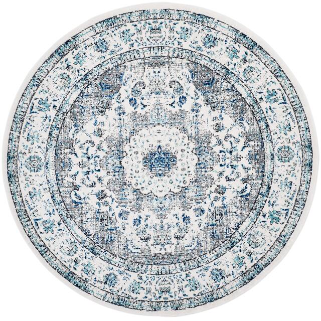 SAFAVIEH Evoke Annabel Vintage Shabby Chic Oriental Rug - 3' x 3' Round - Ivory/Grey
