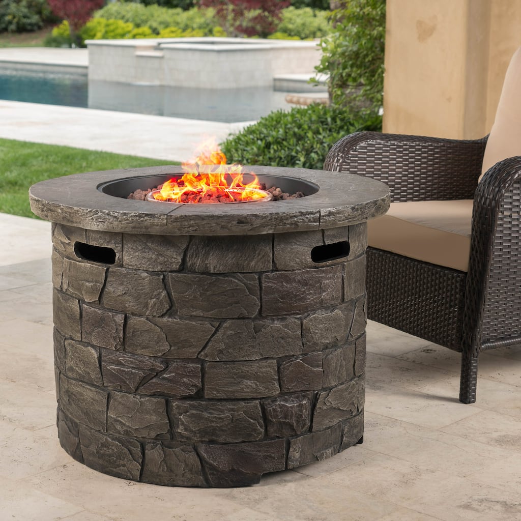 Stillwater Outdoor Lightweight Concrete Fire Pit Fire Table by Christopher Knight Home - N/A