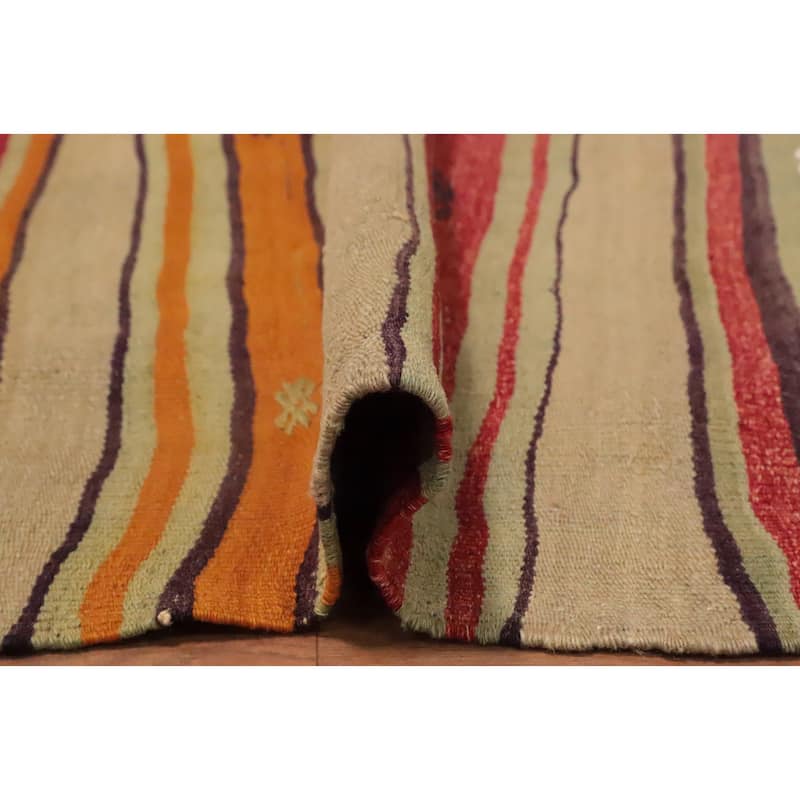 Hand Woven Oriental 100% Wool Carpet Southwestern Tribal Multi-Colored Kilim Area Rug - 8' 2'' X 4' 9''