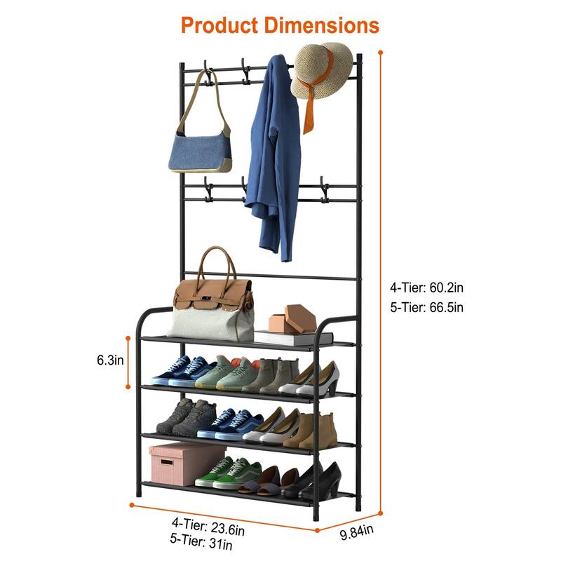 Entryway Coat Hat Rack Stand Clothes Shoe Organizer