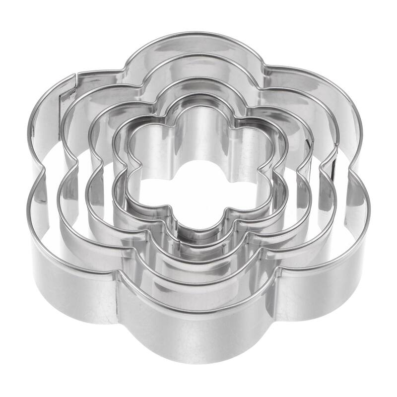 5pcs Cookie Cutters, Flower Shaped Stainless Steel Biscuit Cookie Cutter - Silver