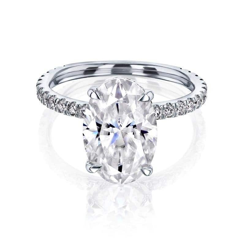 Kobelli Signature Collection 4.5 Carat Moissanite & Diamond 14k Solid Solid Gold Oval Hidden Halo Near Eternity Odette Ring - 10 - White