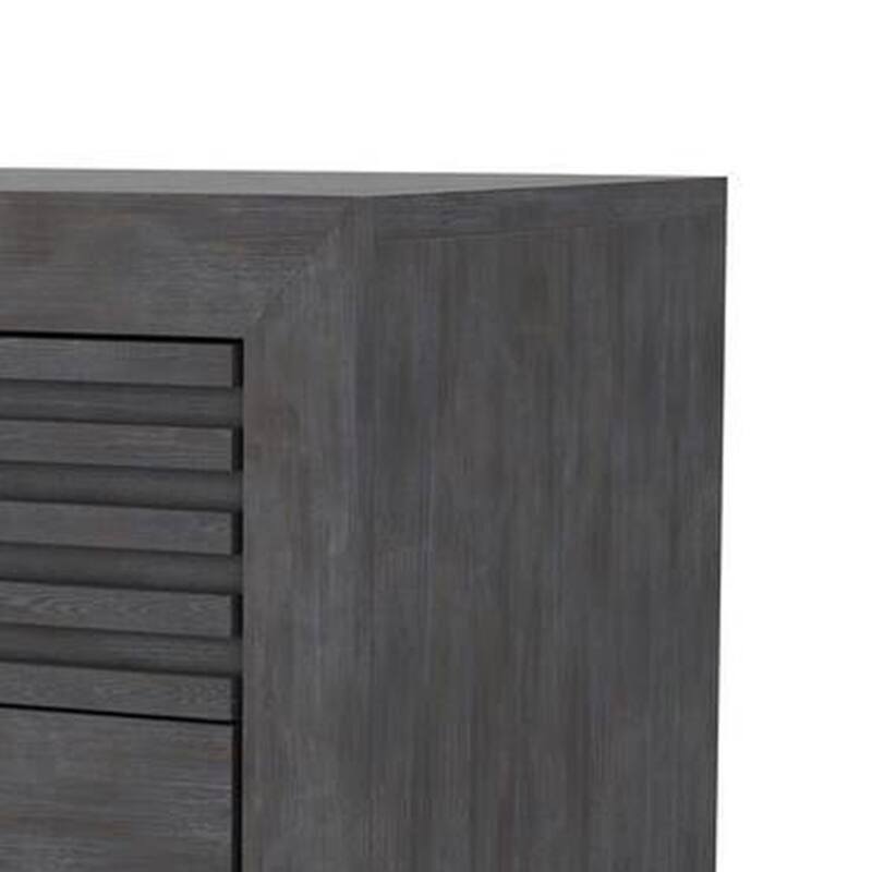 Biom Nightstand, 2 Drawers, Charcoal Brown Solid Hardwood, 24 Inch