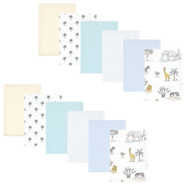 slide 1 of 1, Hudson Baby Infant Boy Cotton Flannel Burp Cloths Bundle, Boy Safari World, One Size - Boy Safari World - One Size One Size - Boy Safari World