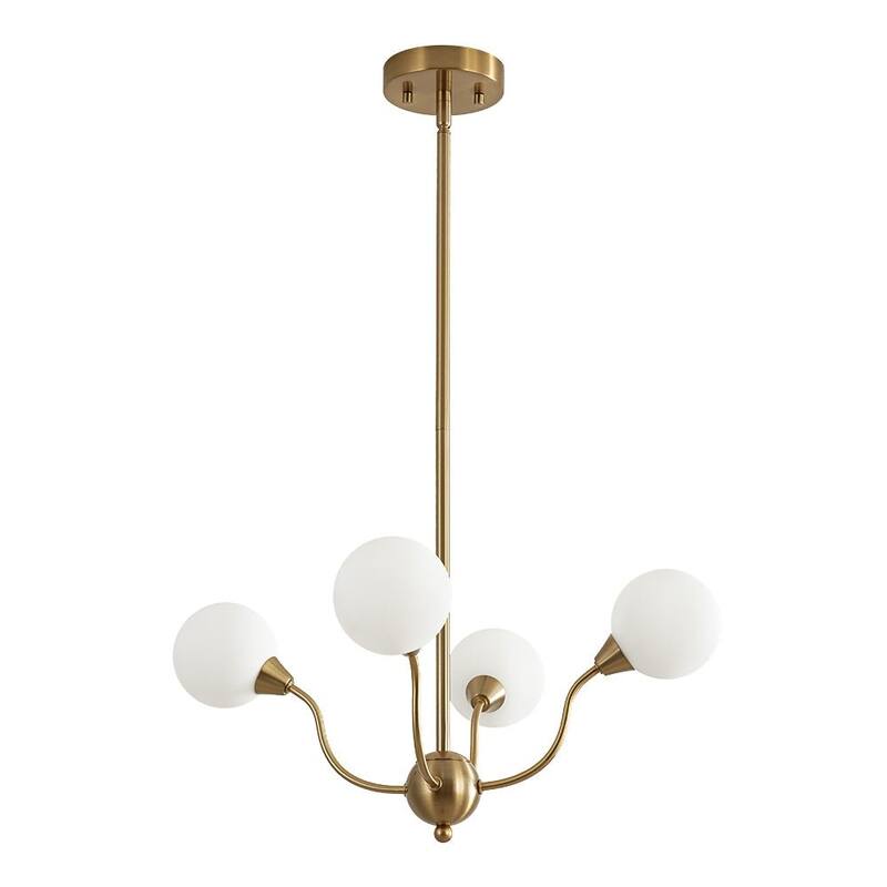 Art Deco 4-Light Opal Glass Globe Sputnik Chandelier 20.5in