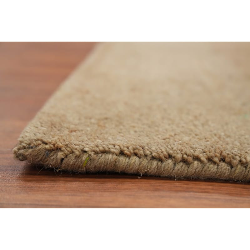 Hand Knotted Oriental 100% Wool Carpet Modern Solid Brown Gabbeh Area Rug - 9' 7'' X 8' 1''