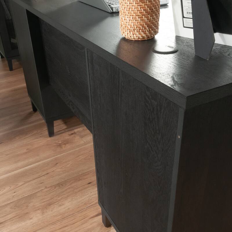Engineered Wood Coastal Desk with Two Storages, Black