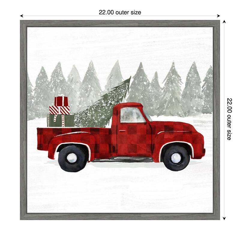 Yuletide Camper III by Victoria Barnes (22 x 22 in.), Framed Canvas Wall Art Print - Sylvie Greywash