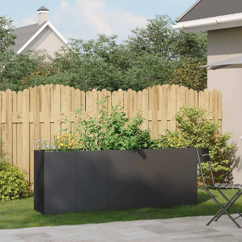 vidaXL Planter Black Cold-rolled Steel Large Durable Planter - 15.7 x 78.7 x 31.5 in