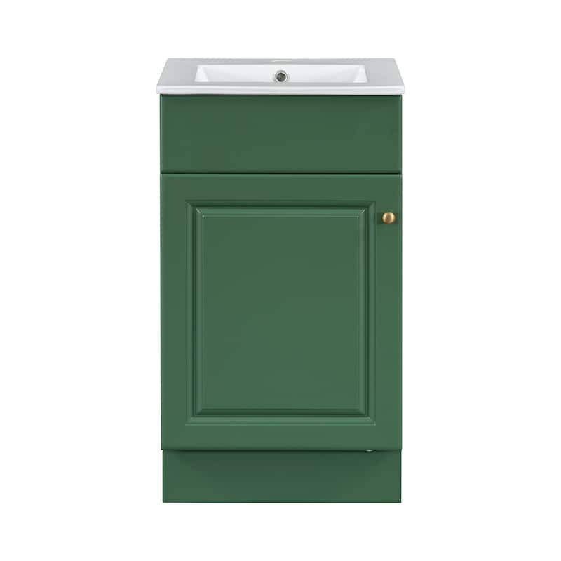 18"Freestanding Bathroom Vanity with Ceramic Sink - Green