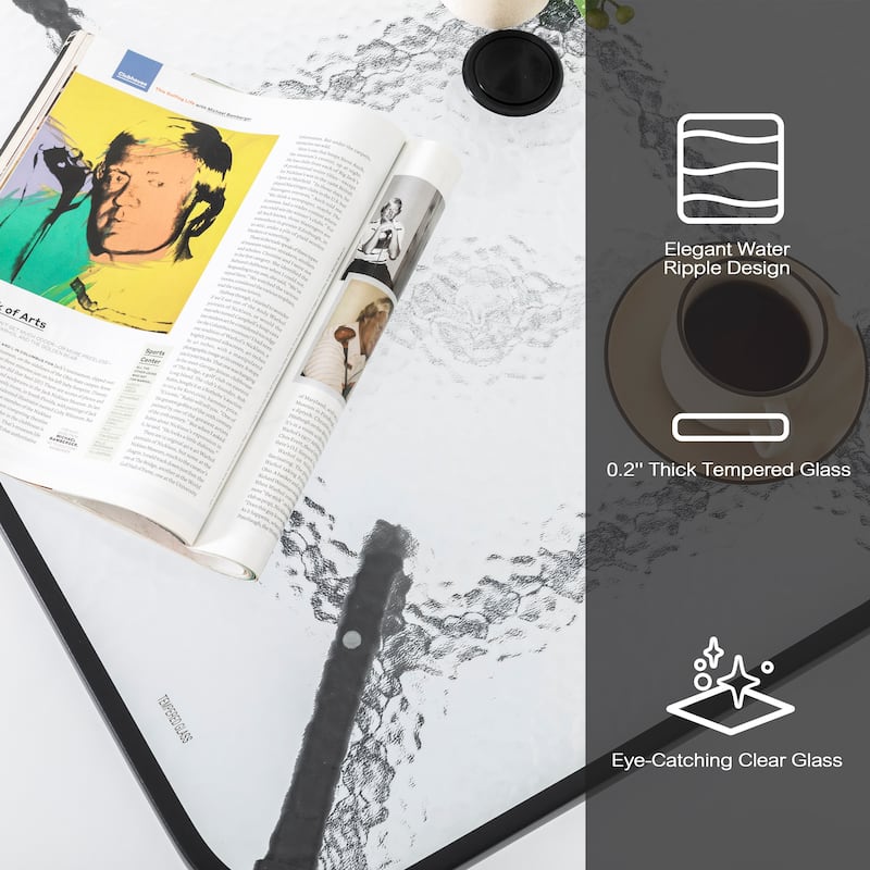 5-Piece Outdoor Dining Set, Textilene Stackable Chairs ang Square Table with Umbrella Hole