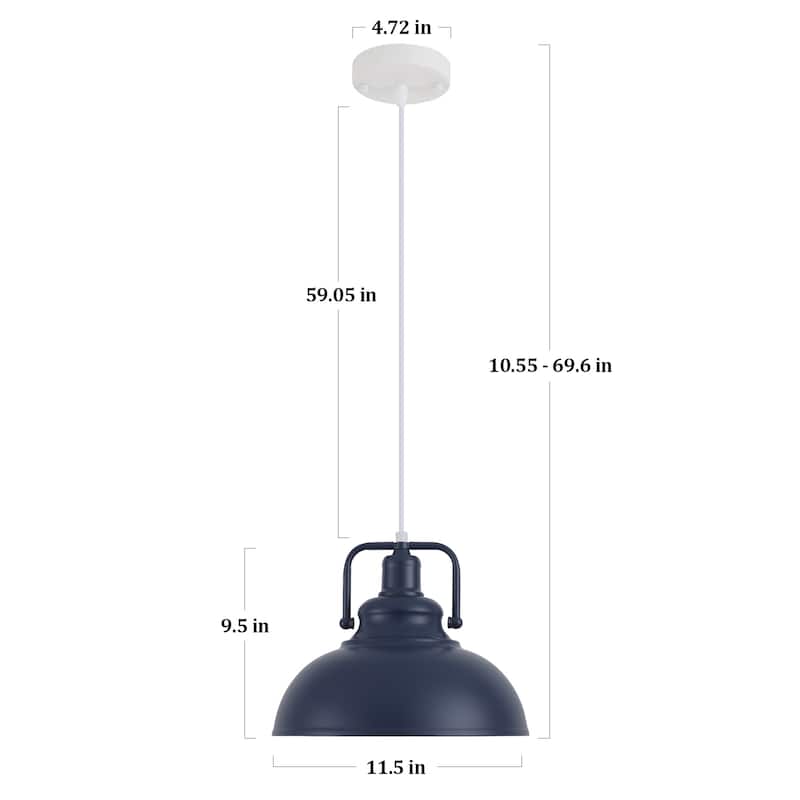 1-Light Semi Flush Mount Chandelier, Dome Pendant for Dining Room Living Room Bedroom Kitchen