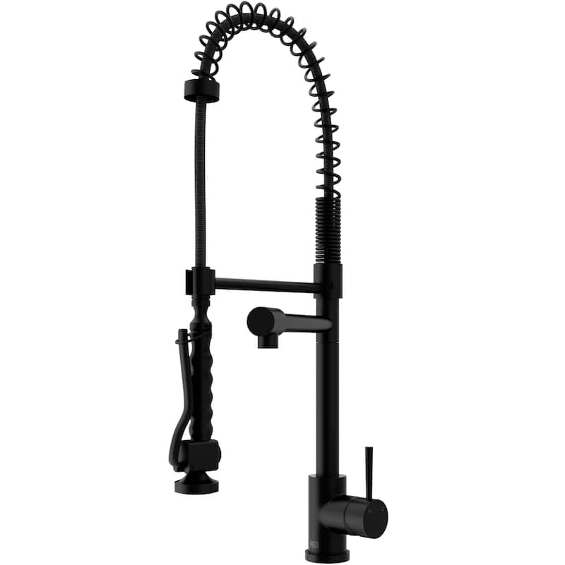 VIGO Zurich 27" H Single Handle Pull-Down Sprayer Kitchen Faucet - Without Extras - Matte Black