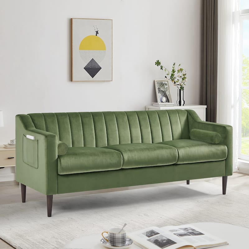 Green Elegant Velvet Chesterfield 3 Seater Sofa with Side Storage ...