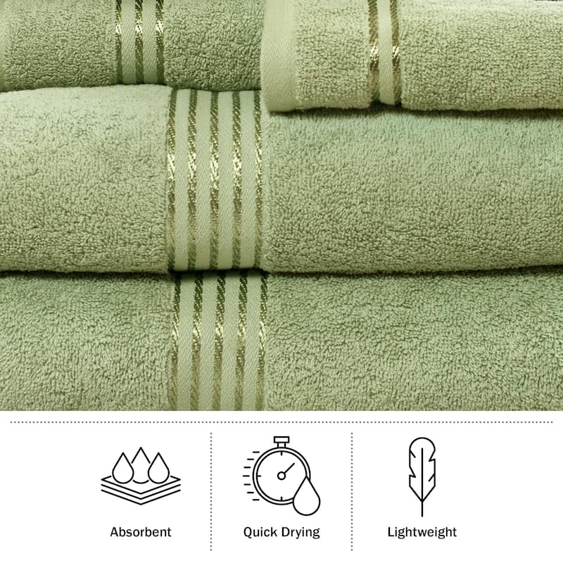 Towel Set - Cotton Bathroom Accessories with Bath Towels, Hand Towels, and Washcloths by Lavish Home