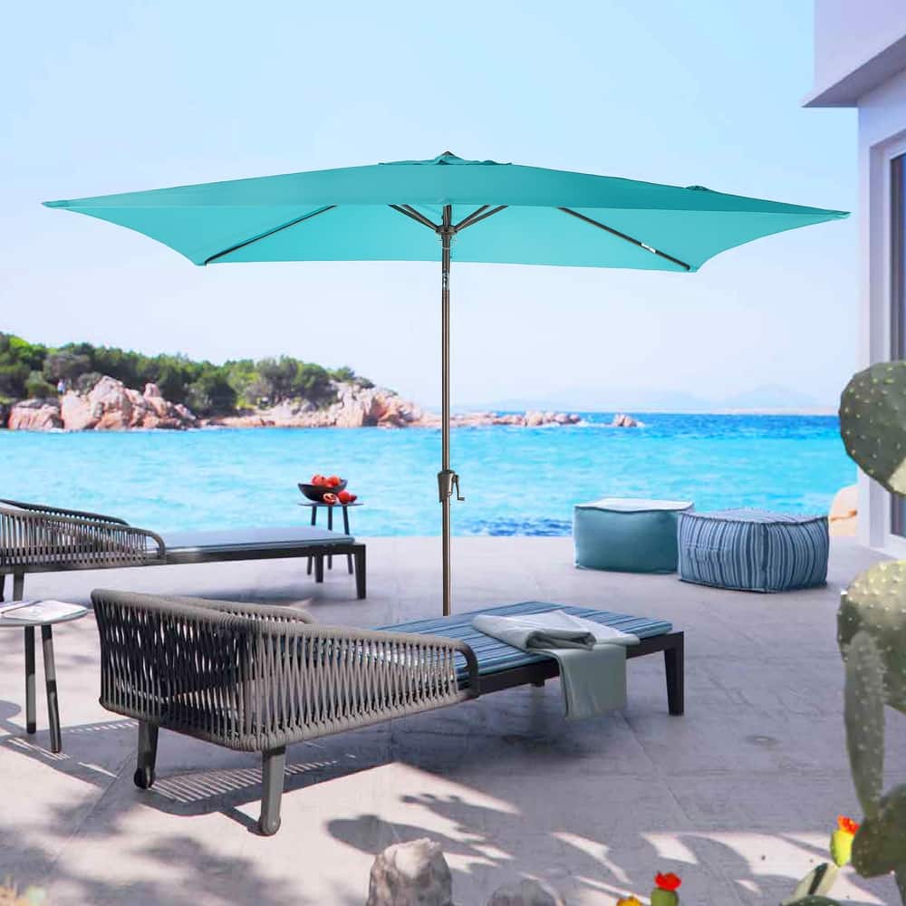 10' x 6.5' Patio Rectangular Market Umbrella with Crank and Tilt