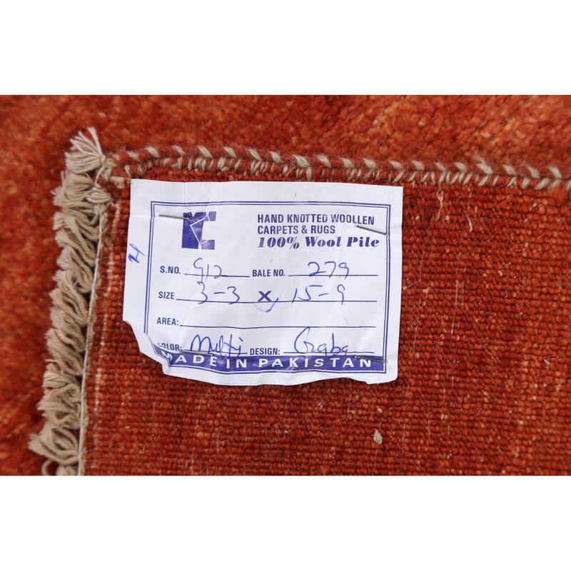 Modern Striped Oriental Gabbeh Kashkoli Runner Rug Wool Handmade - 3'2" x 15'7"