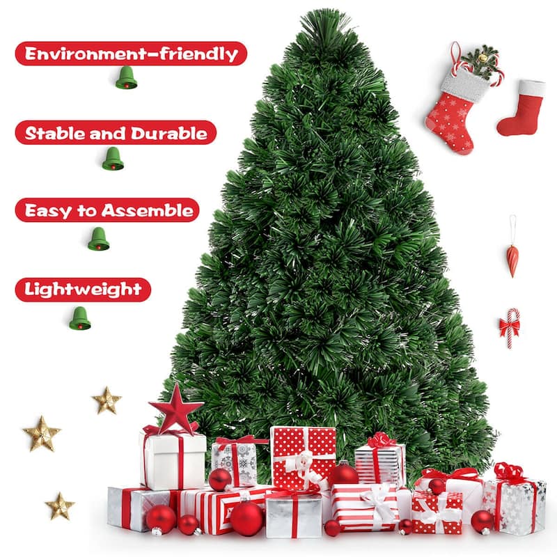 Gymax Pre-Lit 3' Artificial Christmas Tree Fiber Optic PVC Tips - See Details