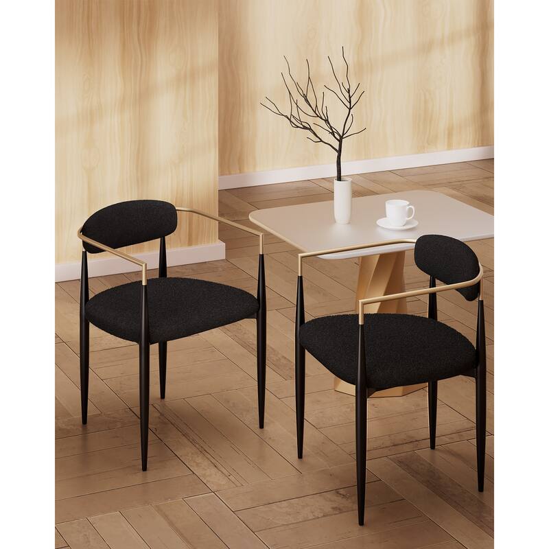 Morden Fort Modern Dining Chairs Upholstered Boucle Armchairs Set of 4 with Metal Frame