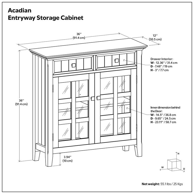 WYNDENHALL Normandy Solid Wood 48" Wide Storage Bench & 36" Wide Storage Cabinet