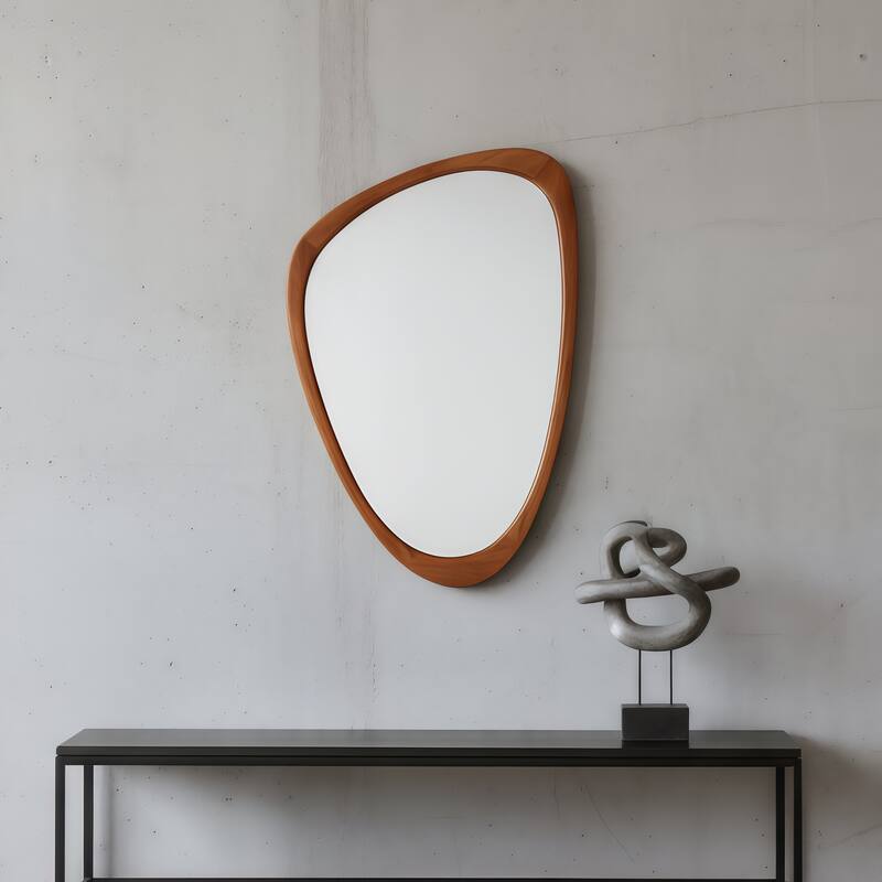 20"x30" Irregular Solid Wood Frame Decorative Mirror,For Bedroom, Bathroom, Living Room, Entryway