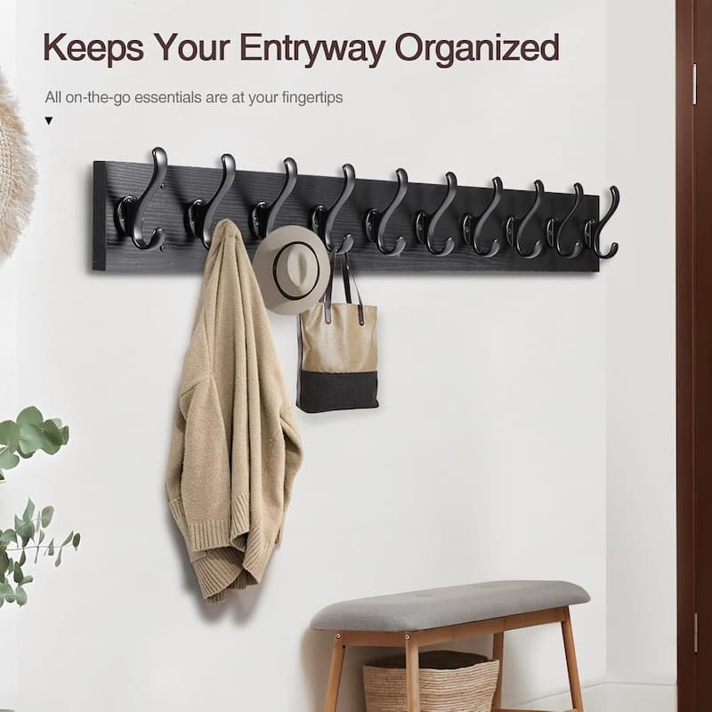 Coat Rack Wall Mount with 10 Hooks