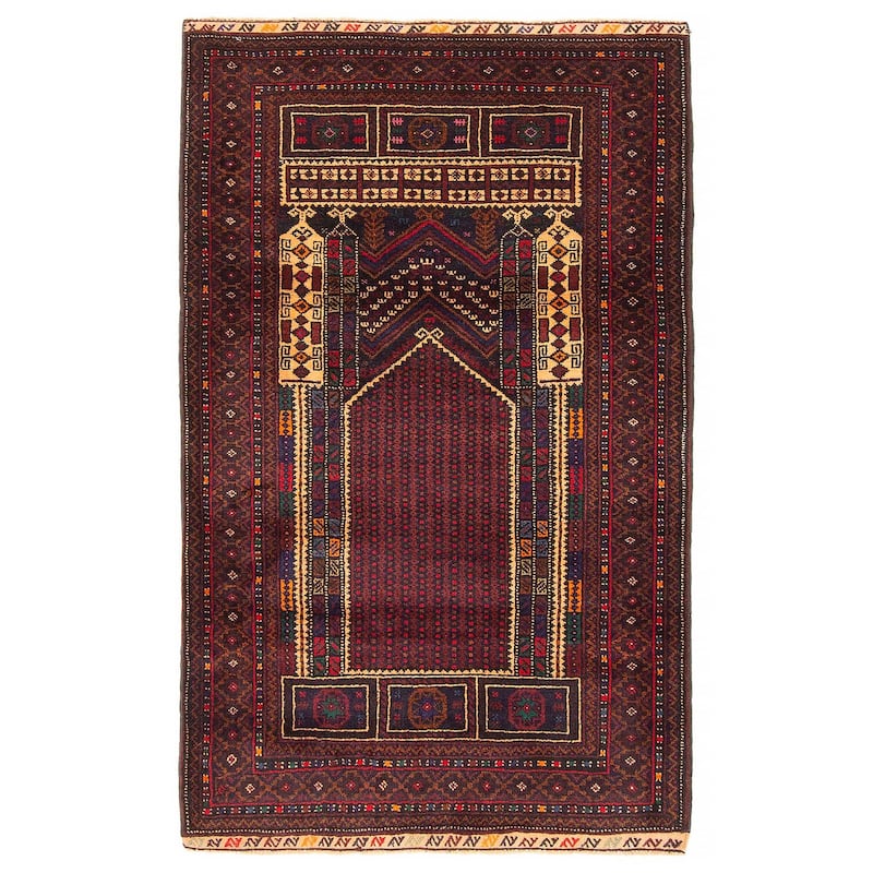 Teimani Burgundy Rug 3'1" x 5'1" - 3'1 x 5'1 - Dark Burgundy - 3'1 x 5'1