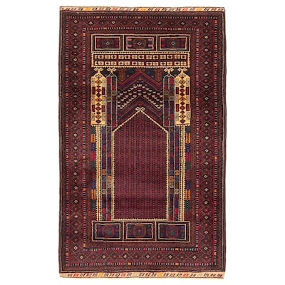 Teimani Burgundy Rug 3'1" x 5'1" - 3'1 x 5'1