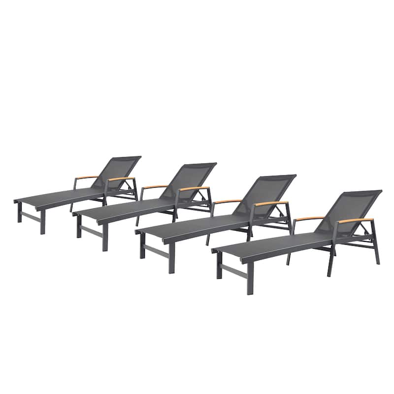 Oxton Outdoor Aluminum Chaise Lounge (Set of 4) by Christopher Knight Home