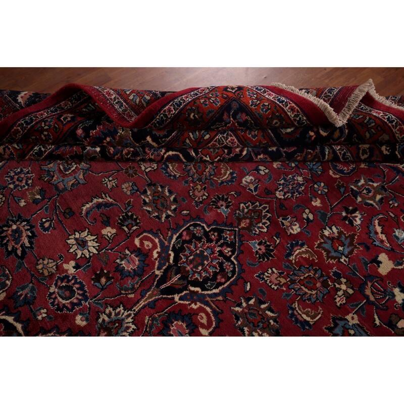 Traditional Mashad Persian Large Vintage Rug Handmade Wool Carpet - 10'0"x 16'6"