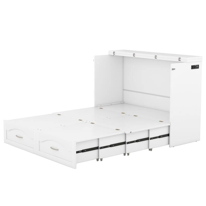 Murphy Bed Wall Bed with Drawer and a Set of Sockets & USB Ports
