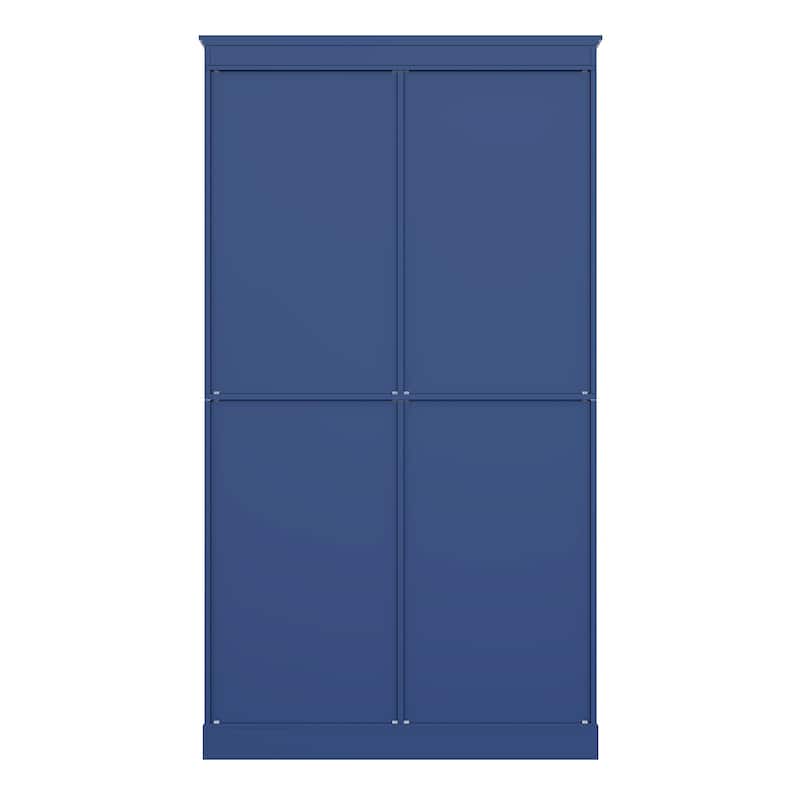 72''H Kitchen Pantry, Display Storage Cabinet with Glass Doors and Drawers, Serving Trays and Shelves