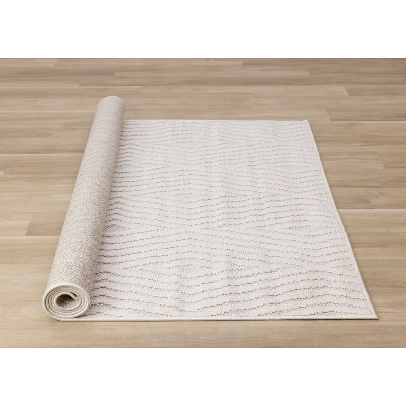 White Diamond Trellis Design Looped Area Rug