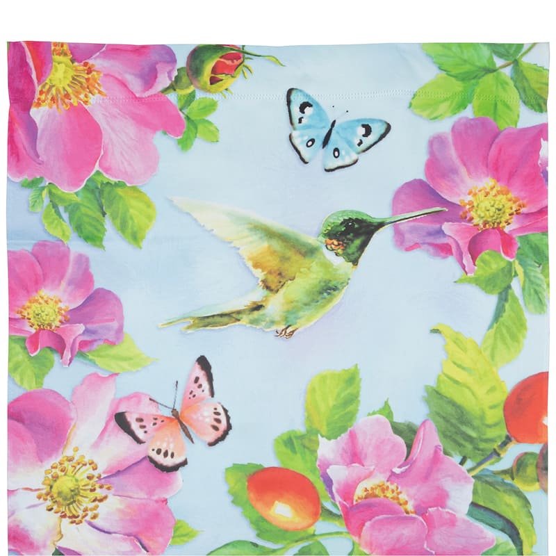 Welcome Hummingbird Floral Outdoor House Flag 28" x 40"