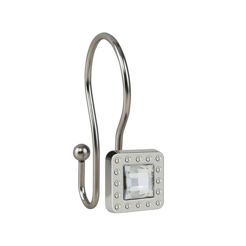 Utopia Alley Double Shower Curtain Hooks for Bathroom, Crystal Design, Set of 12