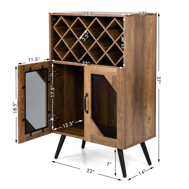 Costway 2-Door Kitchen Storage Bar Cabinet Buffet Sideboard w/ Wine - See Details