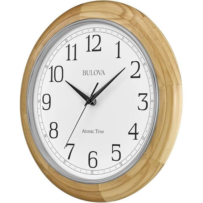 Bulova C5005 Wooden Atomic Analog Wall Clock