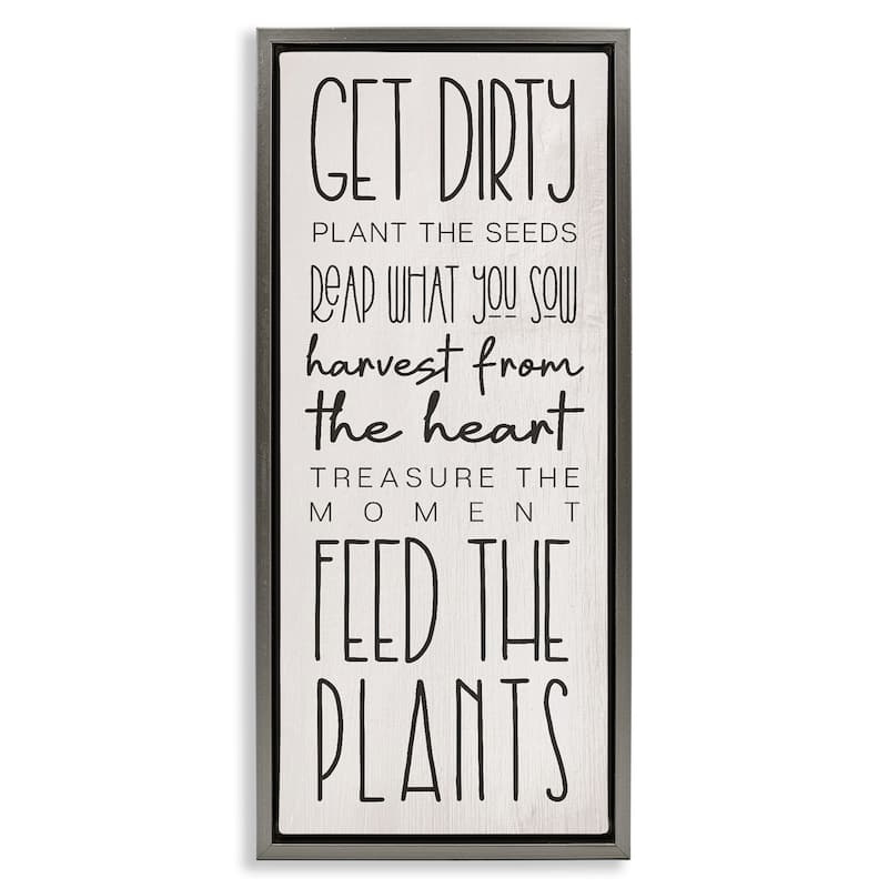 Stupell Fun Garden Guidelines Framed Floater Canvas Wall Art Design By Lil' Rue - 15 x 31 - Grey