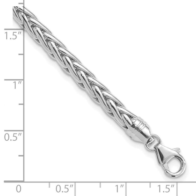 Curata 14k White Gold Hollow Fancy Lobster Closure Polished Wheat Chain Bracelet 8.5 Inch